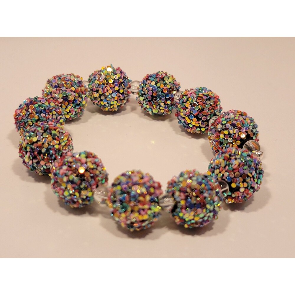 Handmade Candy Colored Beaded‎ Bracelet | Sparkly Multicolor Jewelry